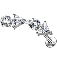 Piercing Labret en Titane G23 ASTM F136 à Filetage Interne, Barre Courbe, Triangle Rond, Zircon Cubique, 16G, pour Cartilage, Lèvre, Hélix, Plaqué Or