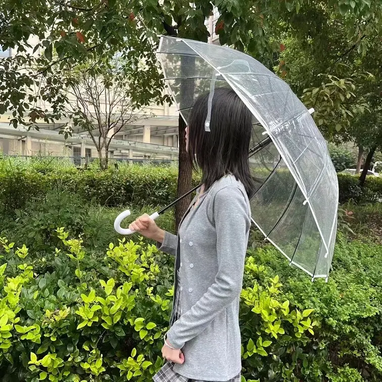 ร่มใสทำจากพีวีซีขนาด21นิ้วร่มกันฝนแบบตรง
