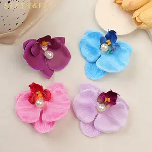 New Arrivals Simulation Orchid Flowers Pearls Hairpins Women Hair Decorative Flower Clips Girls