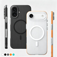 Coque de téléphone magnétique transparente texturée mate avec bouton caméra IA, poignée anti-traces de doigts, bouton métallique et protection de l'objectif surélevée