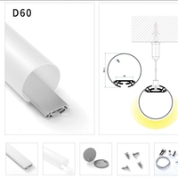 Luminaire suspendu rond en forme de O avec lentille de protection blanche laiteuse, profil en aluminium LED rond, canal linéaire LED