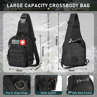Sac bandoulière de survie noir et rouge OEM en gros, kit d'équipement d'urgence multifonctionnel, outil d'évasion pour le camping et la randonnée