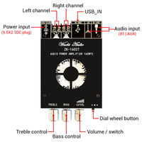 WUZHI AUDIO ZK-1602T BT5.0 haut-parleur carte amplificateur Module de son 160W + 160W aigus basses double canal stéréo