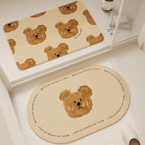 Alfombra de baño con diseño de oso, rectangular, de tela tecnológica, absorbente, antideslizante, para baño, inodoro, cocina, balcón - Product Image 2