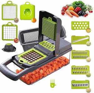 14 1 Manual <b>Vegetable</b> Chopper Slicer Dicer <b>Cutter</b> ABS Stainless Steel Blades Multi-Function Microwave Safe Stove Safe Tool - Product Image 1