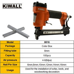Воздушный степлер 21Ga, 8016 #6-16 мм, степлер для маникюра, штапель для гвоздей, набор инструментов для работы с плотником, U-образные ногти - Product Image 6