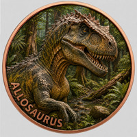 Pièce de monnaie en cuivre pur 999 de 1 oz, série Dinosaures, Tyrannosaurus Rex puissant, couleur en relief, édition UV préférée