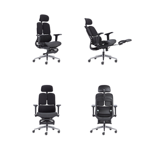 Chaise de <span class=keywords><strong>bureau</strong></span> ergonomique en maille avec appui-tête fixe, dossier segmenté, coussin d'assise rembourré, support lombaire, siège rotatif, hauteur réglable - Product Image 5