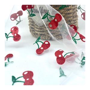 Fancy 100% Nylon fiesta tul colorido cereza fruta brillo tela de malla para vestido tela de tul - Product Image 1