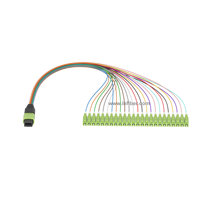 24core 24c 24 serat Data Center OM5 Multi Mode Harness Fan-out kabel MTP konektor MPO Male ke LC Fiber Optic Patch Cord