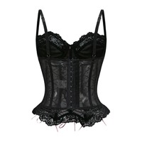 Débardeur corset sexy pour femme avec dentelle croisée et nœud, style amincissant à baleines, en fibre de polyester, sous-vêtements emballés en sachet