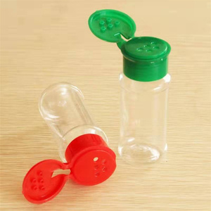 Custom logo Plastic Spice Jars Round Clear Salt Pepper seasoning Bottle
