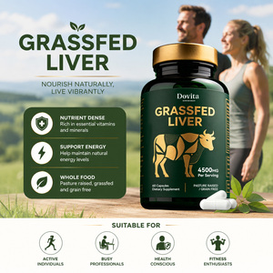 Capsules de foie de bœuf nourri à l'herbe certifiées Halal OEM, bétail de pâturage biologique, vitamine B12, fer hémique, suppléments à base de plantes, sans gluten - Product Image 3