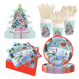 DAMAI Customized Disposable Snow Paper Plates Christmas Tree Pattern Christmas Theme Tableware Set Decorations - Product Image 3