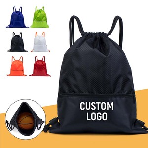 Free Stock Sample Nylon Polyester <b>Drawstring</b> <b>Backpack</b> Custom Logo Size Sports <b>Drawstring</b> Gym Bags for Basketball Storage - Product Image 2