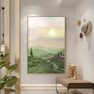 Peinture sur Porcelaine Cristalline Paysage Naturel Moderne : <span class=keywords><strong>Montagne</strong></span> Verte et Ruisseau – Décoration Murale pour Canapé et Intérieur - Product Image 4