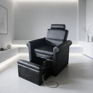 Fauteuil de pédicure de luxe inclinable en cuir avec baignoire sans tuyauterie, lumière LED, chaleur et massage pour salon de SPA - Product Image 4