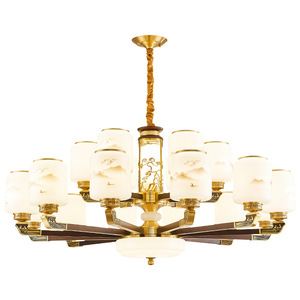 Nueva lámpara de araña de estilo chino, rectangular, con múltiples cabezales LED E27, de cobre, para la decoración del salón del hogar. - Product Image 2