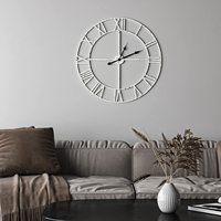 Horloge Murale Classique en Métal de 60cm, Forme Ronde, Squelette de Fer Industriel Antique, Rustique, Surdimensionnée