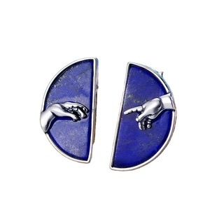 Lotus Fun hecho a mano 925 plata esterlina lapislázuli Natural mano de <span class=keywords><strong>Dios</strong></span> DE LA CREACIÓN DE Adam Stud pendiente joyería para mujer chica - Product Image 3