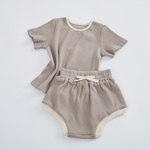 Vêtements d'été pour tout-petits garçons et filles 2020, ensembles de t-shirts à manches courtes en tricot côtelé + shorts, vêtements pour bébés, vêtements pour enfants - Product Image 5