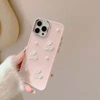 Coque de téléphone en silicone souple avec perles 3D en forme de cœur pour iPhone 16, 14, 13, 12, 11 Pro Max, et coque de protection pour iPhone 15 Pro Max, 18 Pro, 18 Pro Max