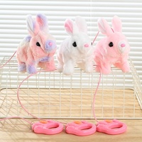 Vente en gros Jouet électrique unisexe en peluche lapin blanc pour animaux de compagnie Jouet transfrontalier pour enfants avec fonction anti-stress et laisse incluse