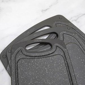 Ensemble de planches à découper rectangulaires en plastique à motif marbré, épaisses, durables, compatibles lave-vaisselle, antidérapantes, noires, pointues - Product Image 3