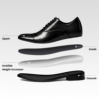 Chaussures Oxford habillées pour hommes en cuir de vachette faites à la main, rehaussantes invisibles de 7 cm, à lacets, pour affaires et occasions formelles