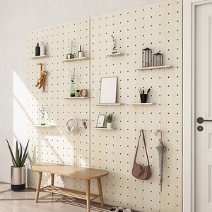 Wooden Pegboard Wall Storage Unit Rectangle Minimalist Design Customizable Size Wall Mounted For Entryway Organization - Product Image 1