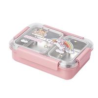 Boîte à lunch bento pour enfants, anti-fuite, en acier inoxydable 304, 2 compartiments, avec cuillère, fourchette et couverts pour les enfants à l'école