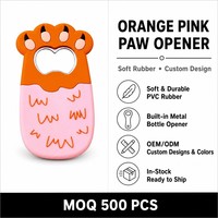 Ouvre-bouteille promotionnel personnalisé en PVC souple 3D, motif patte de chat mignon, insert en acier robuste, ouvre-boissons, cadeau souvenir