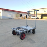 Chariot à plateau électrique à quatre roues avec frein à disque, chariot de transport de marchandises, camion de transfert de marchandises, batterie personnalisable, conception métallique OEM, vente chaude