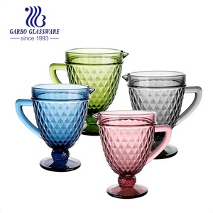 8盎司钻石设计纯色蓝绿色灰色紫色复古雕刻设计玻璃高脚杯酒杯 - Product Image 5
