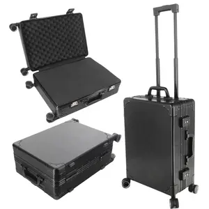 Valigetta per utensili in alluminio a rotolamento modellato su ruote attrezzi scatola portaoggetti flight case con carrello customy inserto personalizzato