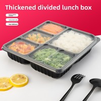 Boîte Bento jetable écologique en plastique avec couvercle, récipient de préparation de repas micro-ondable et anti-fuite pour plats à emporter et traiteur