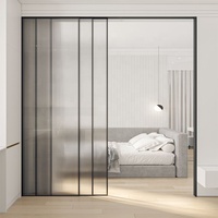 Estética arquitectónica moderna decoración de la casa puerta de cristal sala de dibujo partición pared salón muebles puerta corredera de aluminio