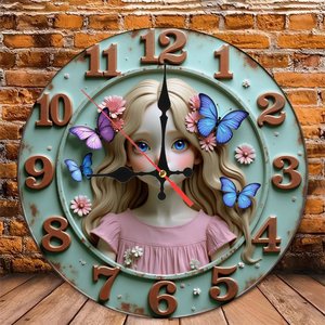 Round Wooden Wall <b>Clock</b> 25x25Cm Natural Beech Wood Silent Home Living Room <b>Bedroom</b> Hanging <b>Clock</b> - Product Image 4