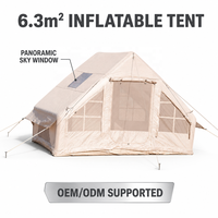 Tente pneumatique gonflable en nylon 300D, 6,3 m², légère, pour 5 à 8 personnes, grand hublot, pompe manuelle et électrique, installation rapide, imperméable