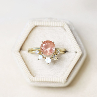 Bague de fiançailles en argent sterling 925 plaqué or rose, motif treillis, sertie de pierre de soleil, certifiée par un tiers, unisexe, bijoux juifs