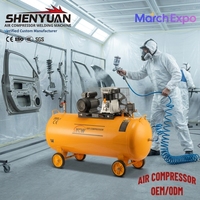 Compresseur d'air portable à moteur entraîné par courroie, refroidi par air, lubrifié, 3HP, réservoir 200L/300L, personnalisé par l'usine Shenyuan