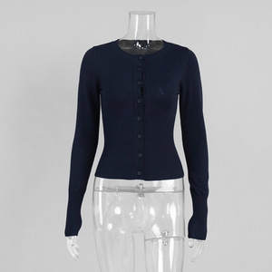 Nouveauté Pull en tricot pour femme sur mesure Cardigan à manches longues Slim Polyester Casual Respirant Bureau Été Blouse moulante - Product Image 3