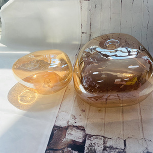 Pantalla de Lámpara de Vidrio Redonda Transparente con Diseño Chino Antiguo, Rosca G9, Acabado Dorado Irregular, Venta al Por Mayor - Product Image 5