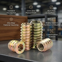 Écrous à sertir pour meubles, tête fraisée CSK, filetage bois, plaqué zinc coloré, vente chaude des fabricants