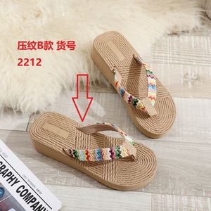 Nouvelles <span class=keywords><strong>sandales</strong></span> <span class=keywords><strong>compensées</strong></span> d'été pour femme en paille tressée PP, style minimaliste, avec fleur, pour la plage et l'extérieur - Product Image 6