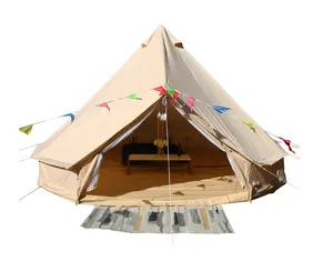 Playdo-خيمة قماشية من القطن, خيمة قماشية من قماش قطني بجرس 4 متر من المصنع فاخرة جلامبينج صحراوي