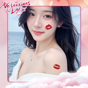 Bestseller Transfrontaliero: Adesivi per Tatuaggi Labbra a Forma di Cuore per San Valentino, Tatuaggi Temporanei per Coppie per il Festival Qixi - Product Image 3