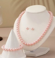 Ensemble de bijoux en perles de coquillages naturels pour femmes, 3 pièces, collier, boucles d'oreilles, bague