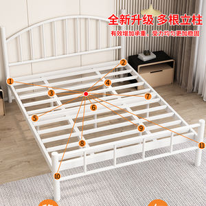 Железная кровать современная простая домашняя двуспальная кровать 1,8 м 1,5 м общежитие Аренда комнаты экономичная односпальная железная кровать - Product Image 4