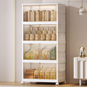 Homey Plastic <b>Storage</b> Cabinet 4 Tier Transparent <b>Drawer</b> Organizer With Wheels For Clothes <b>Toys</b> Household Use - Product Image 1